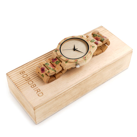 Floral Wooden Wristwatch