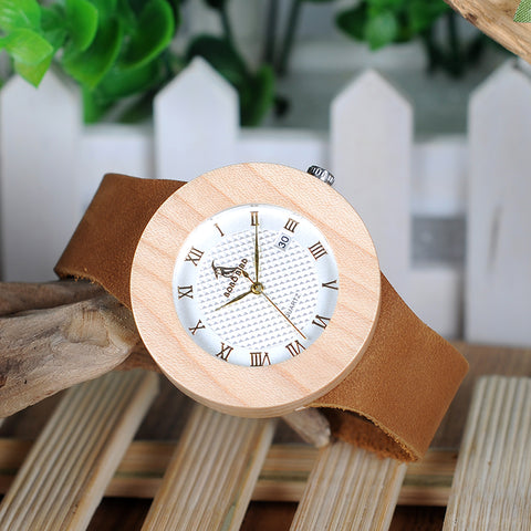 Vintage Round Wooden Watch